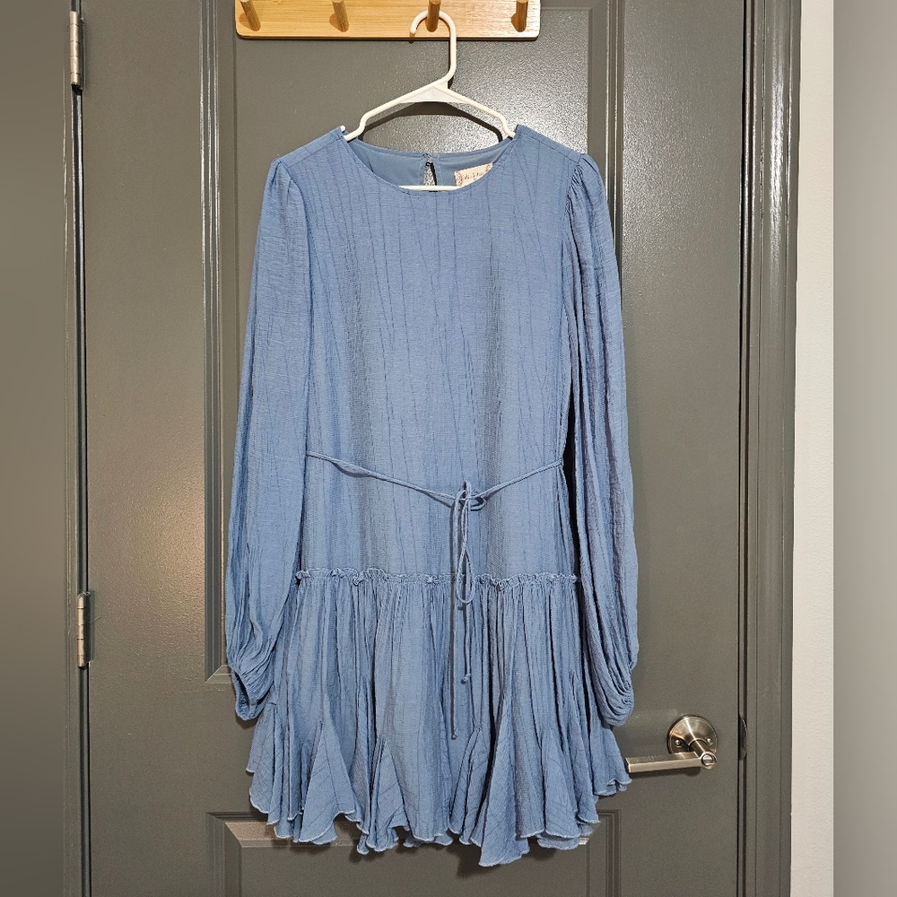 Altar'd State Dusty Blue Long Sleeve Dress
